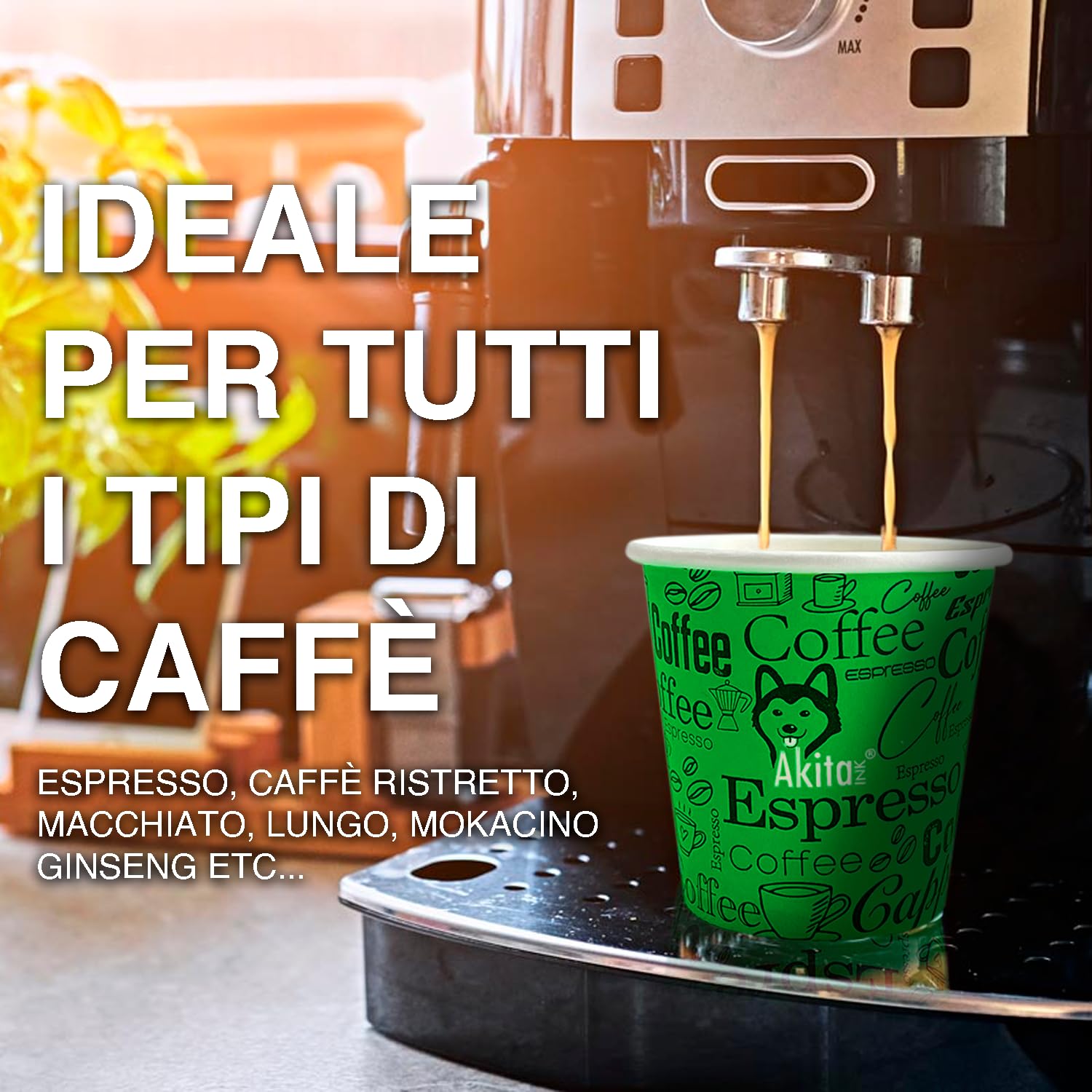 Akitaink bicchierini caffè carta 75 ml 1000 pezzi