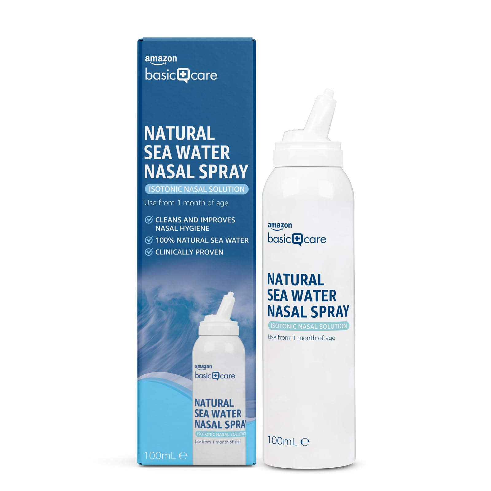 Amazon Basic Care Spray Nasale Acqua di Mare 100 ml Isotonico
