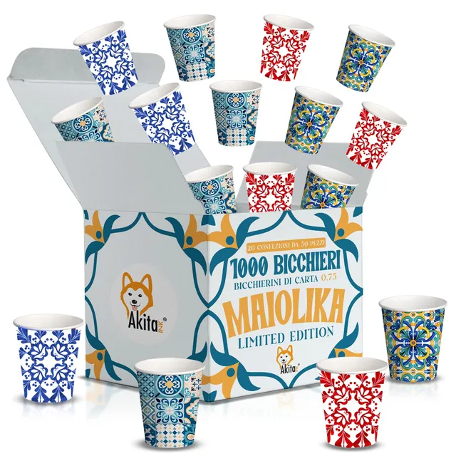 Akitaink Maiolika bicchieri caffè carta 75 ml 1000 pezzi