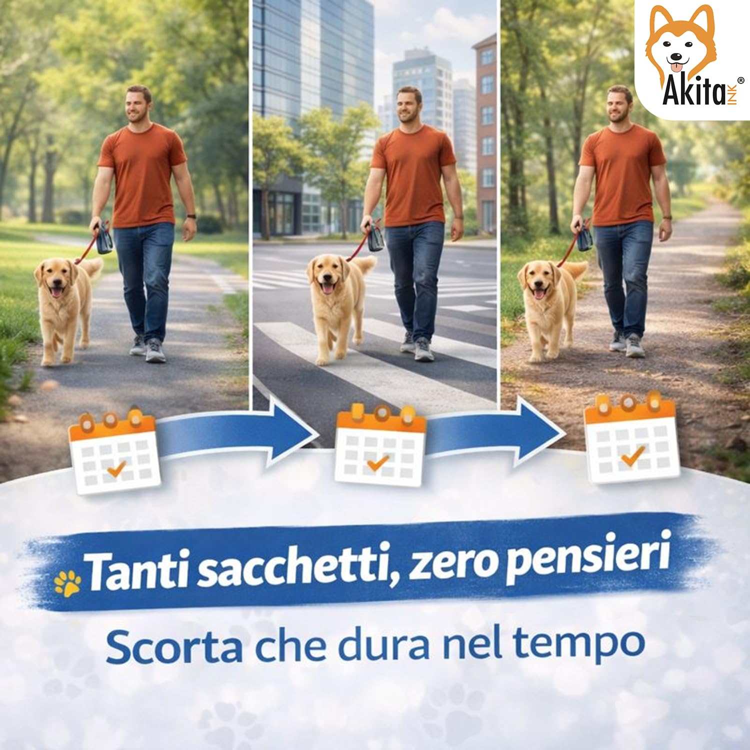 Akitaink sacchetti cane 1080 pezzi 31x22 cm antistrappo