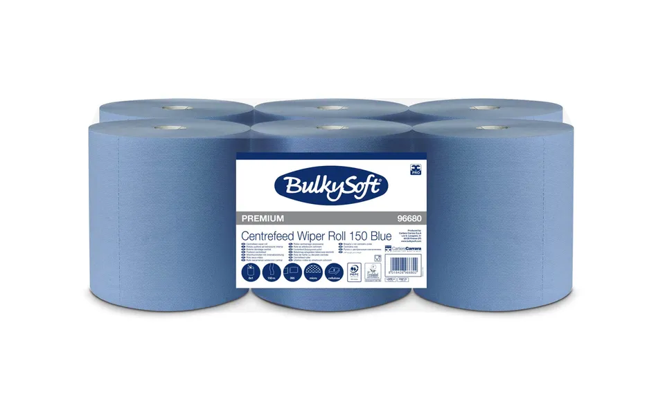 Bulkysoft Premium estrazione interna rotolo 150 metri blu
