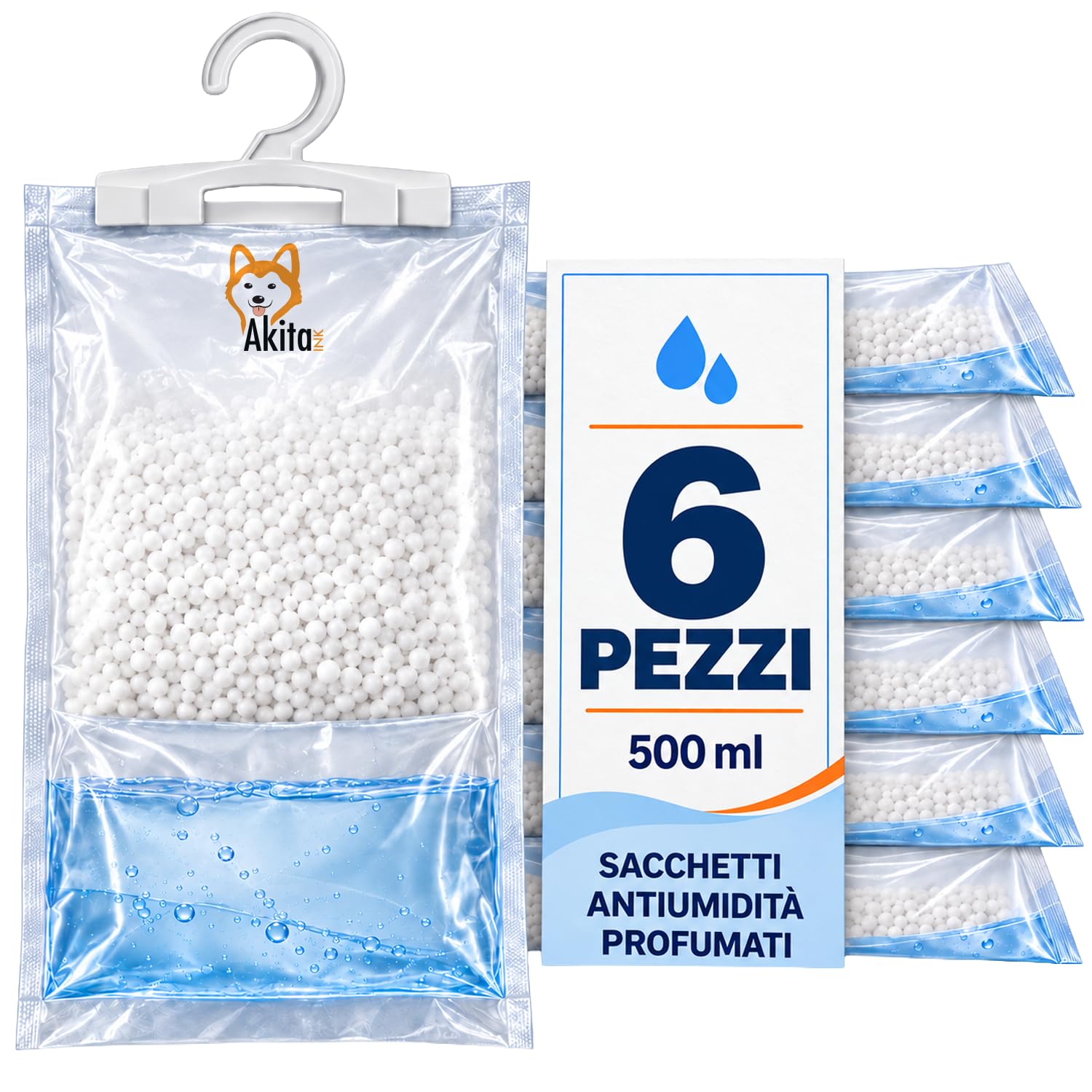 Akitaink deumidificatori appendere 500 ml 6 pezzi