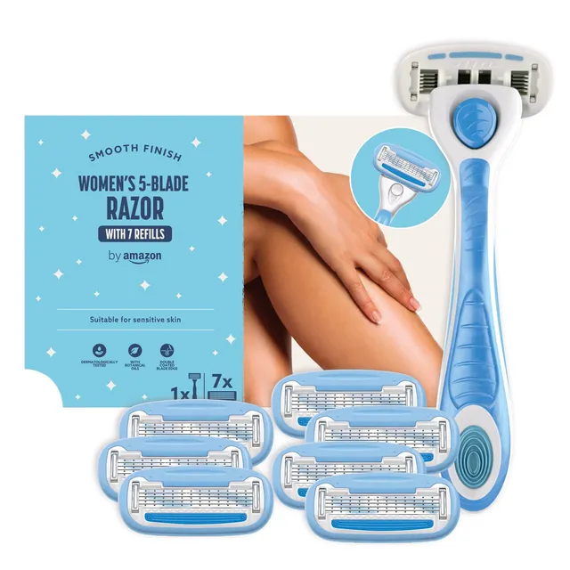 by Amazon Rasoio Donna 5 Lame + 7 Ricariche per pelli sensibili