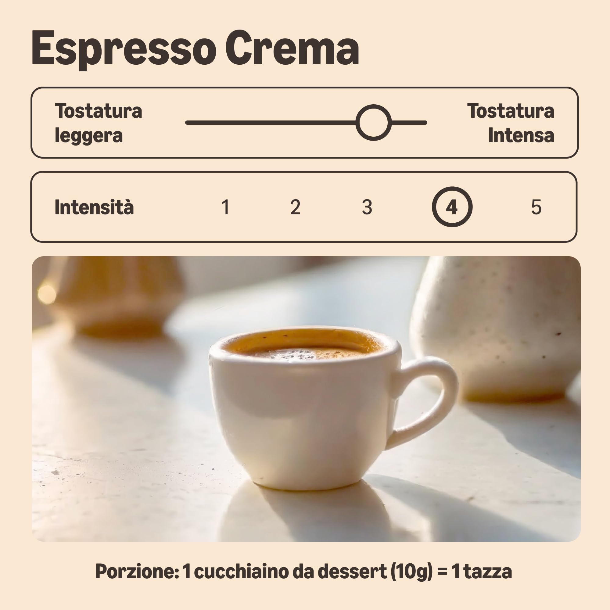 by Amazon Espresso Crema caffè macinato 4x250g tostatura chiara