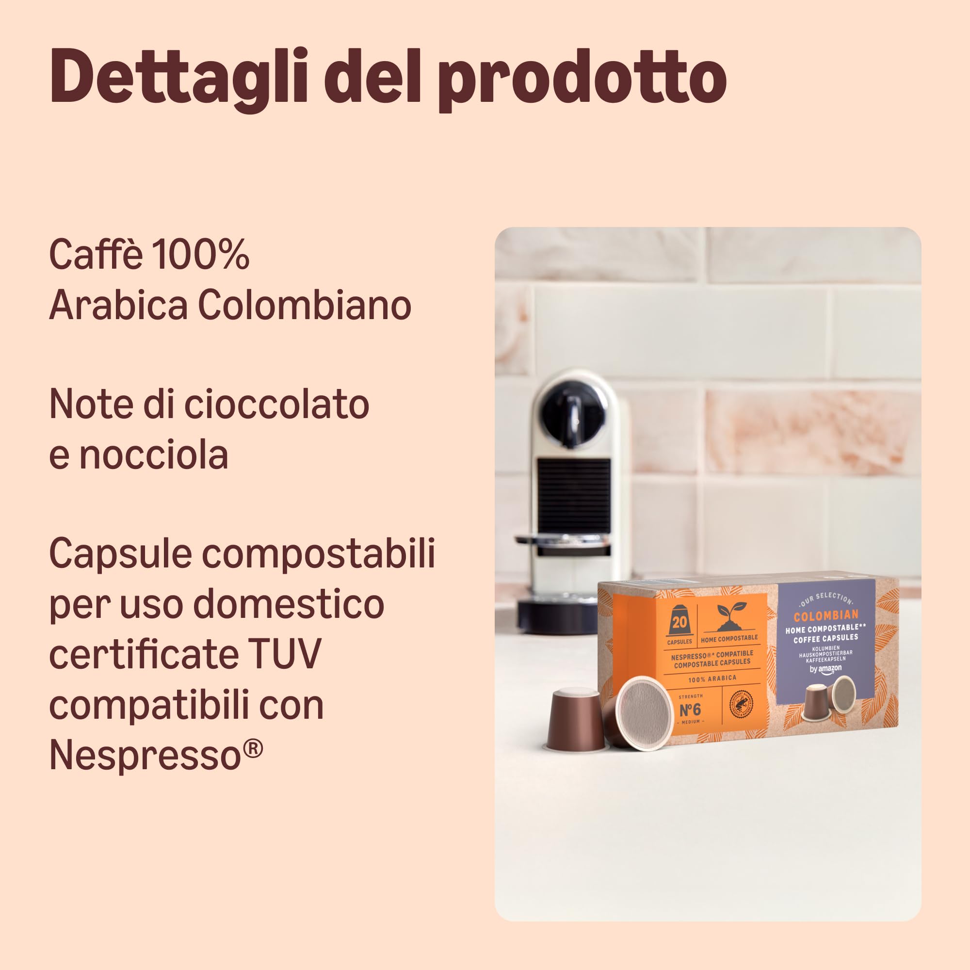 by Amazon Capsule Caffè Colombia 20 pz compatibili Nespresso