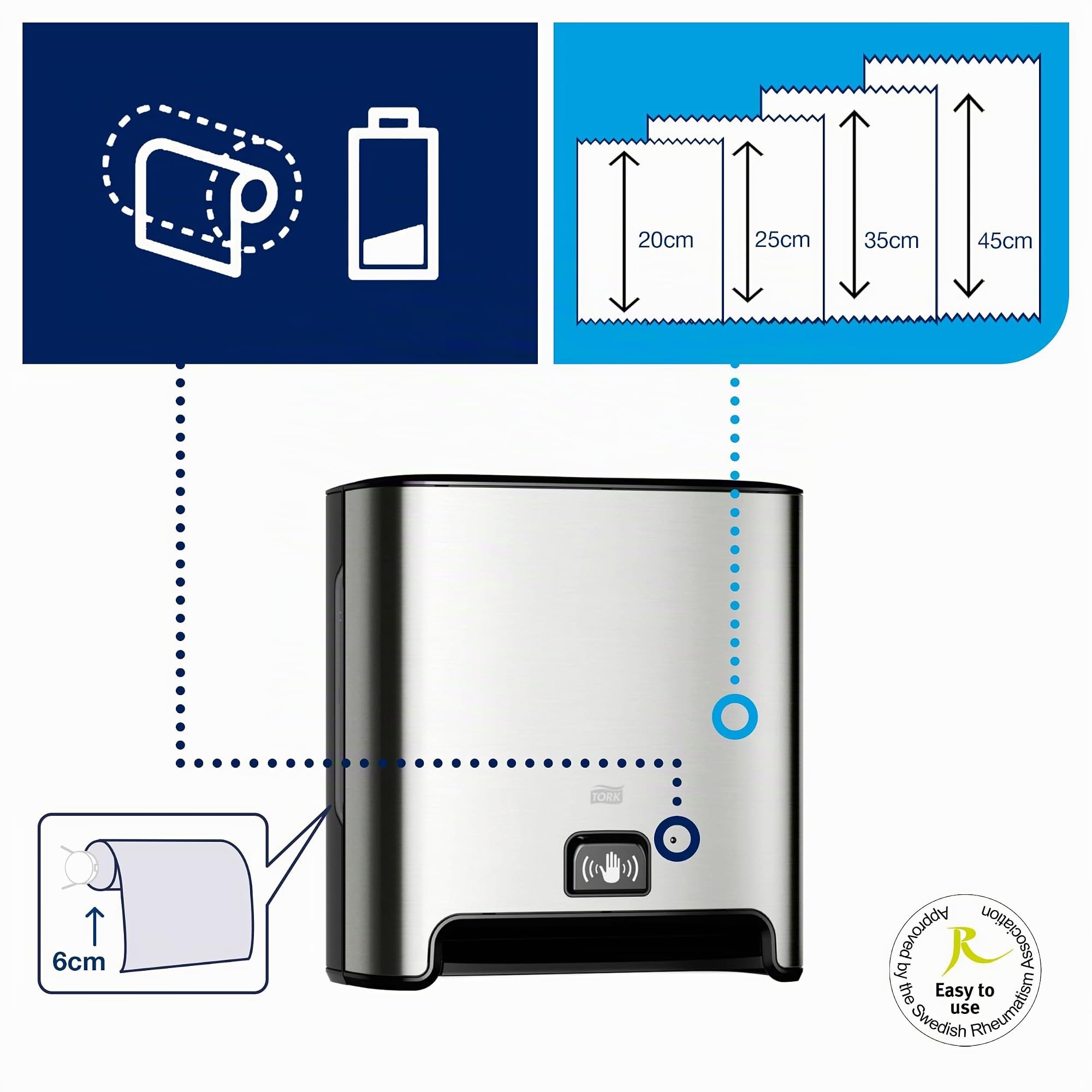 Tork Matic 460001 Dispenser Asciugamani H1 Acciaio Sensor