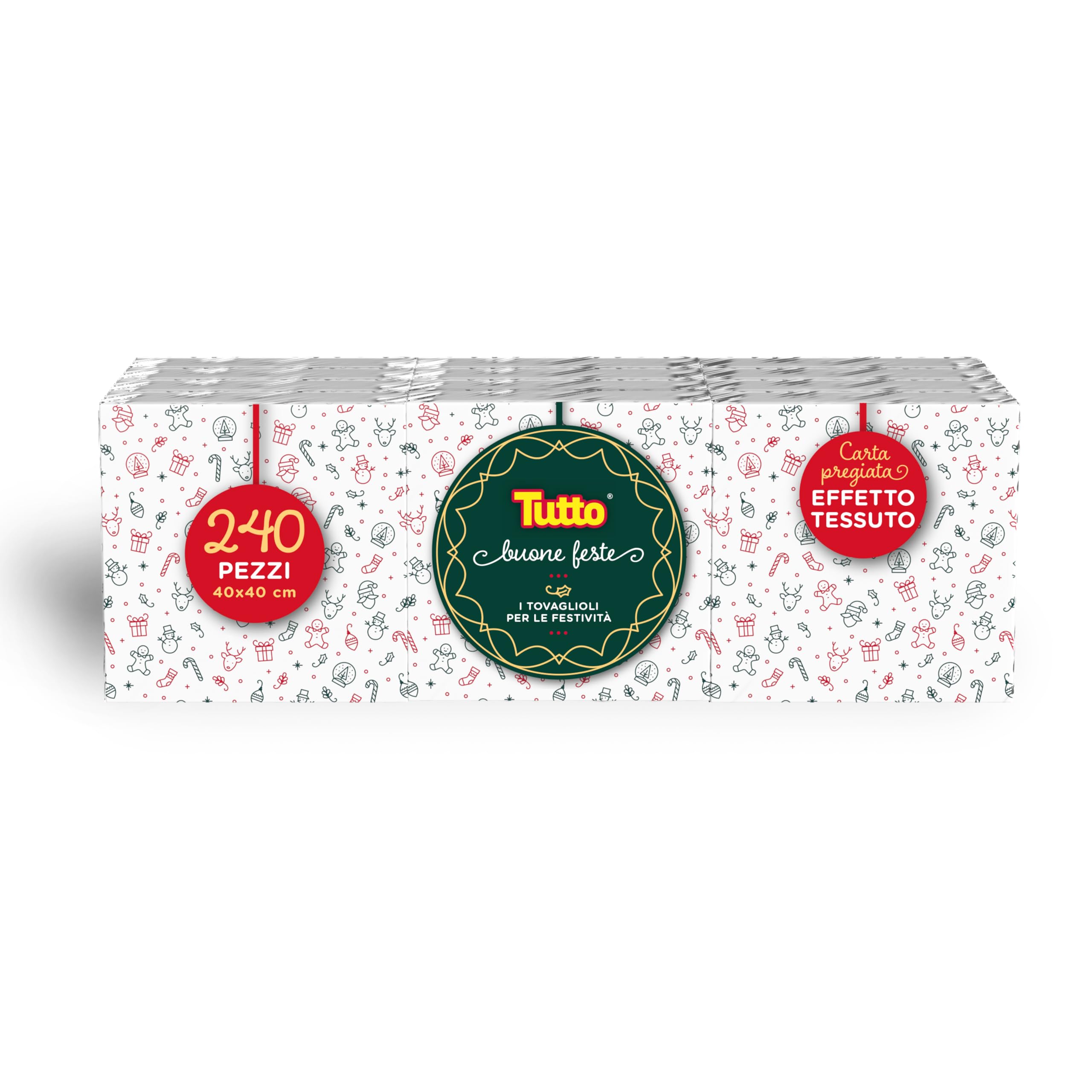 Tutto Buone Feste tovaglioli Airlaid 40x40 12x20 Natale