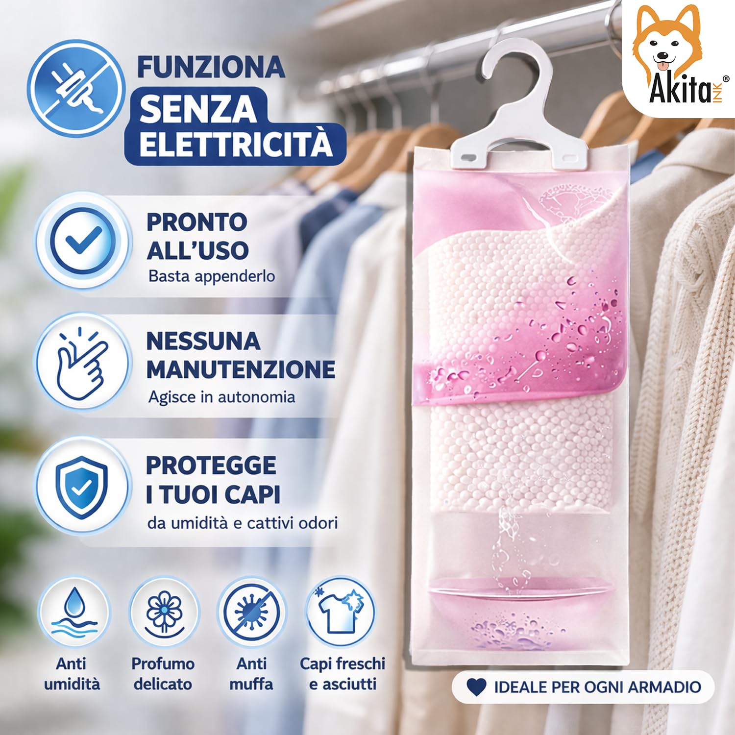Akitaink assorbiumidità appendere 500ml 12 pezzi profumati