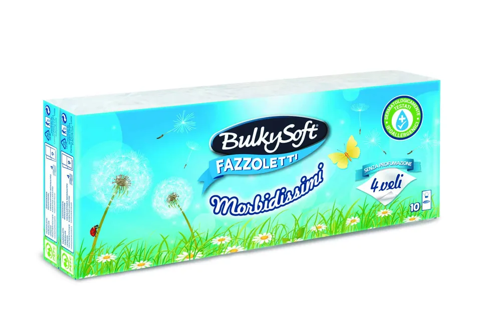 Bulkysoft fazzoletti morbidissimi 4 veli 9x10