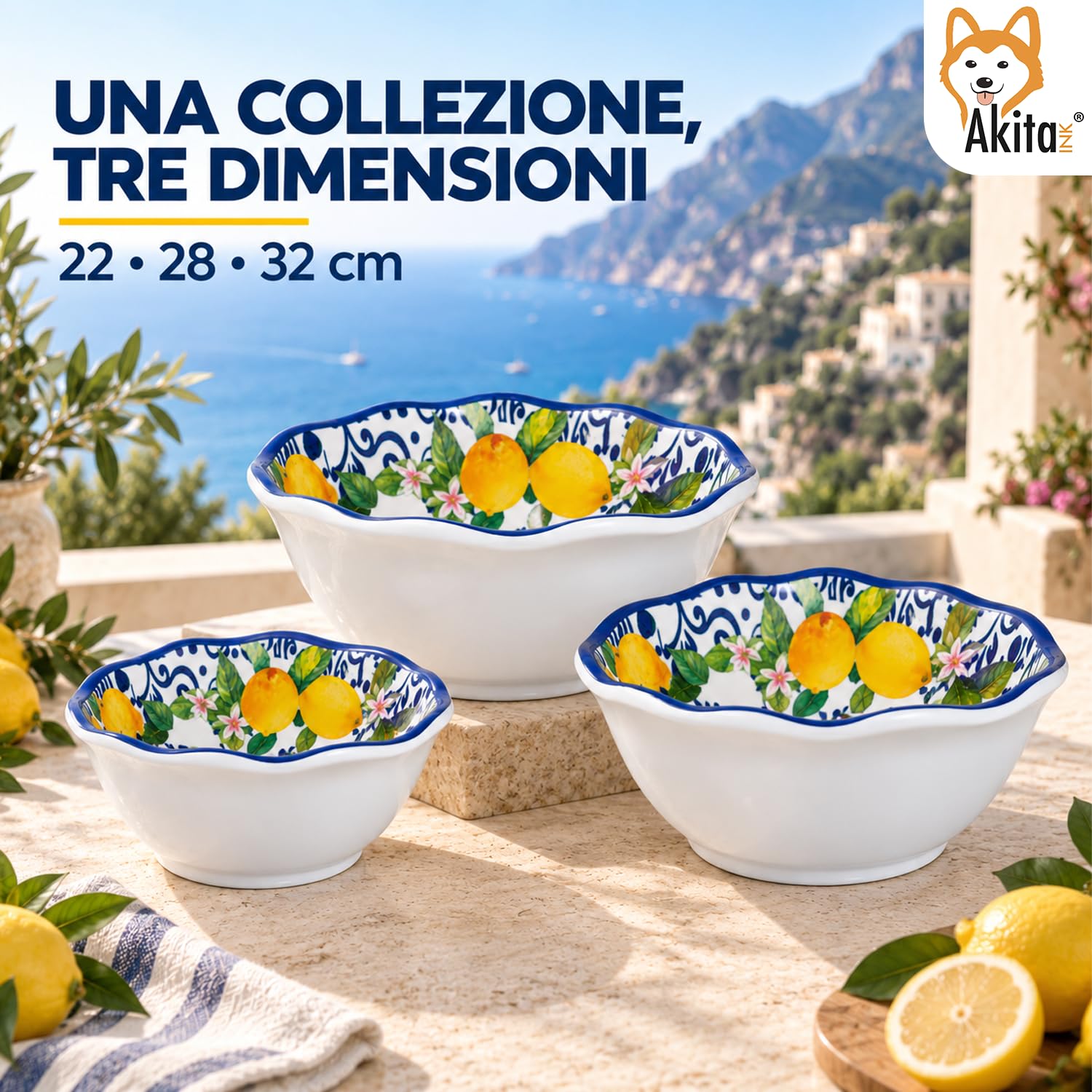 Akitaink La Costiera Limoni insalatiera melamina 32 cm