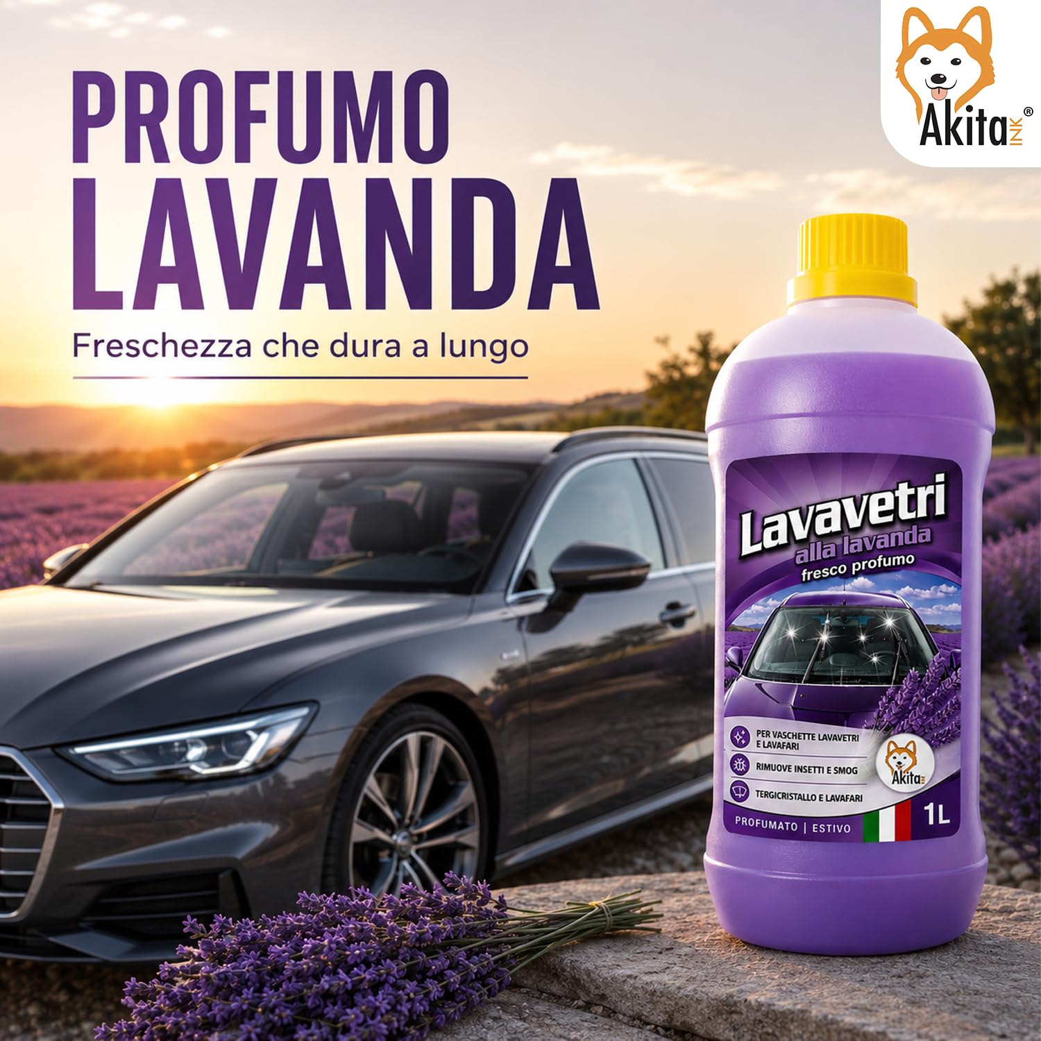 Akitaink Lavavetri Auto Estivo Concentrato 1 L Lavanda