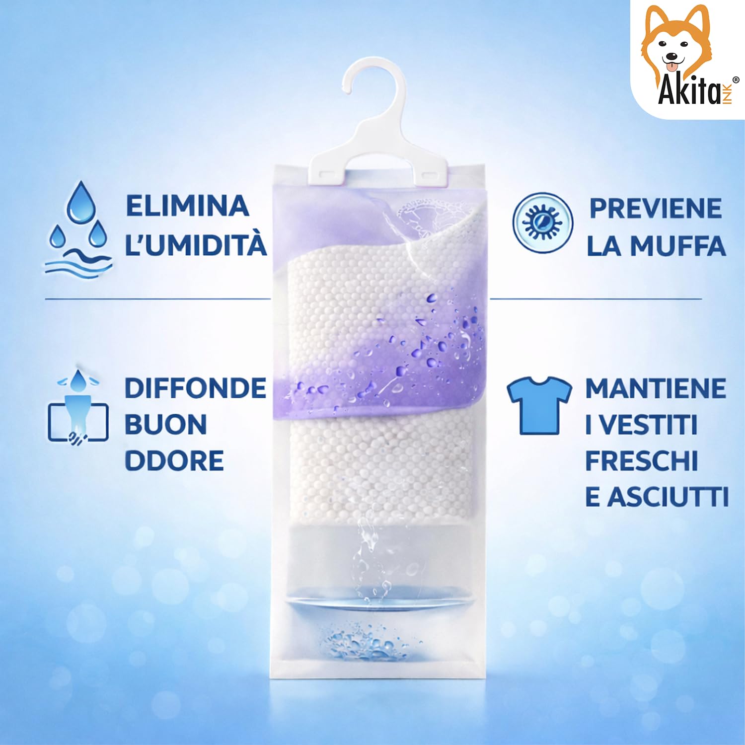 Akitaink assorbiumidità appendere 500ml 12 pezzi profumati