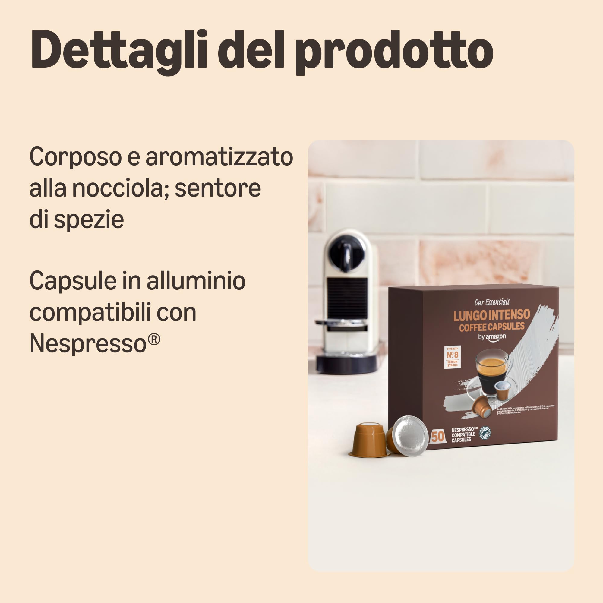by Amazon Lungo Intenso capsule caffè Nespresso 100 pezzi