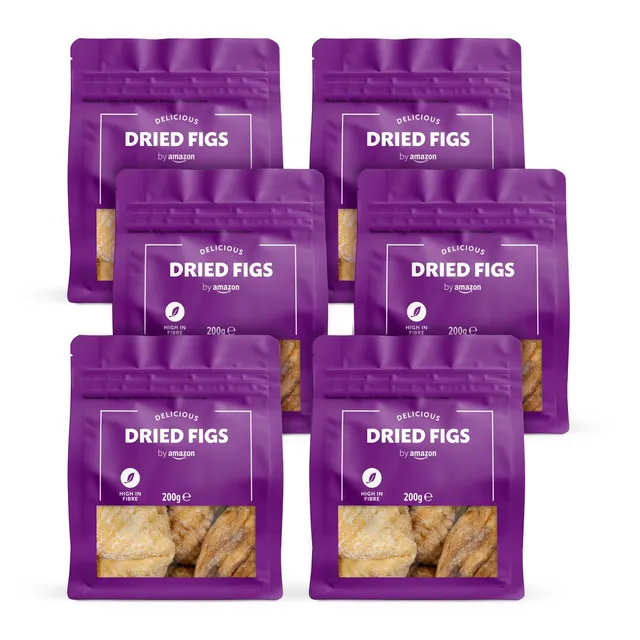 by Amazon fichi secchi snack vegano 200 g confezione da 6
