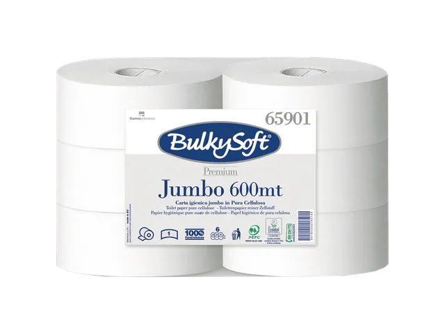 Bulkysoft Premium carta igienica Jumbo 1 velo 600 m