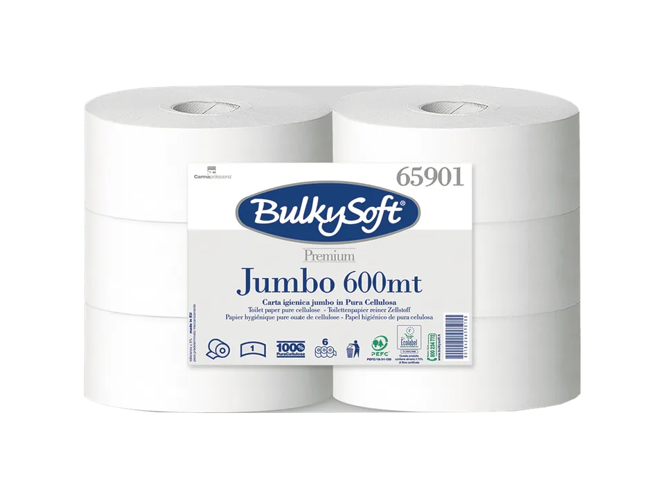 Bulkysoft Premium carta igienica Jumbo 1 velo 600 m
