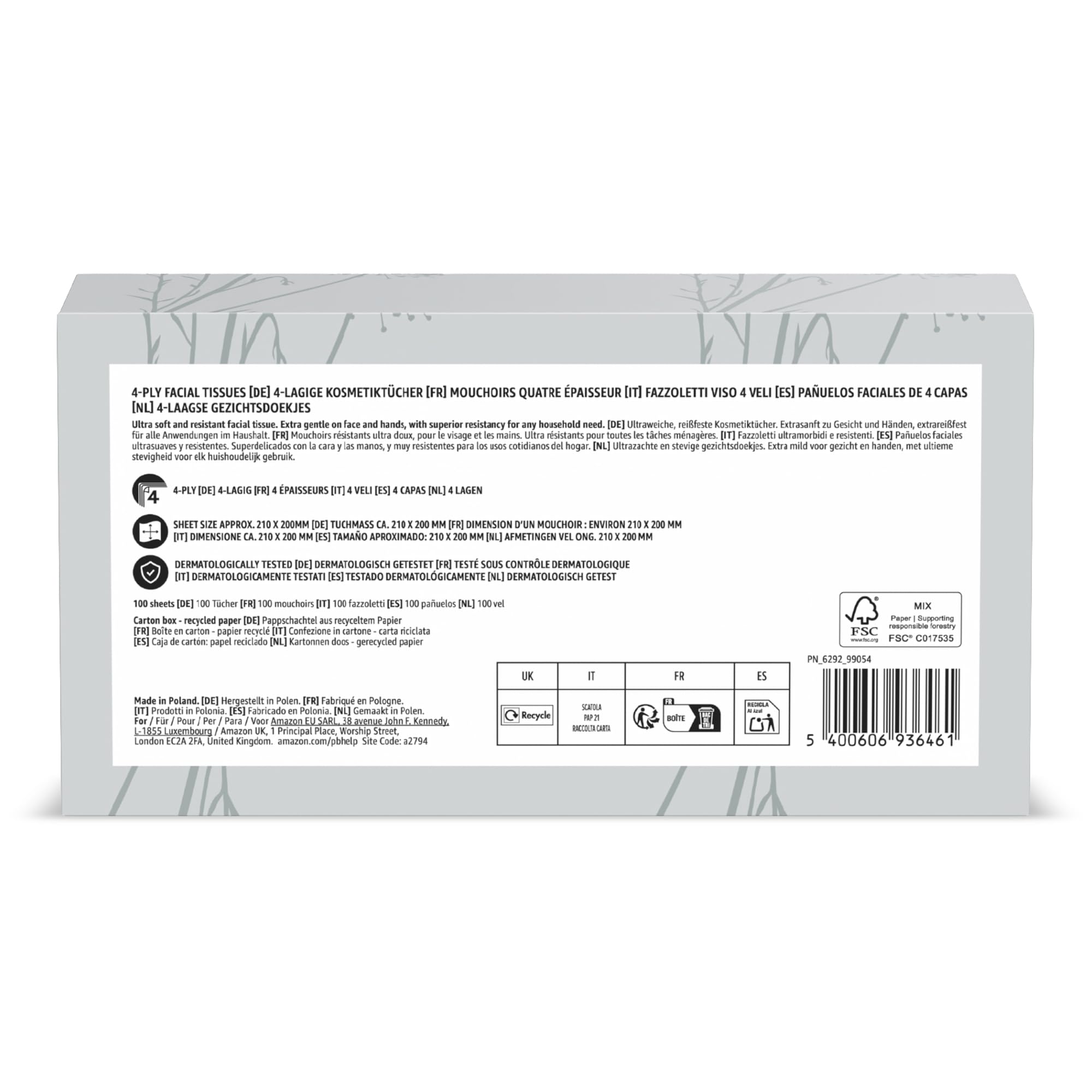 by Amazon Fazzoletti Viso 4 veli 12x100 fogli morbidi