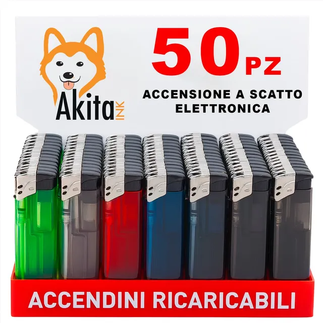 Akitaink accendini elettronici trasparenti box 50 pz