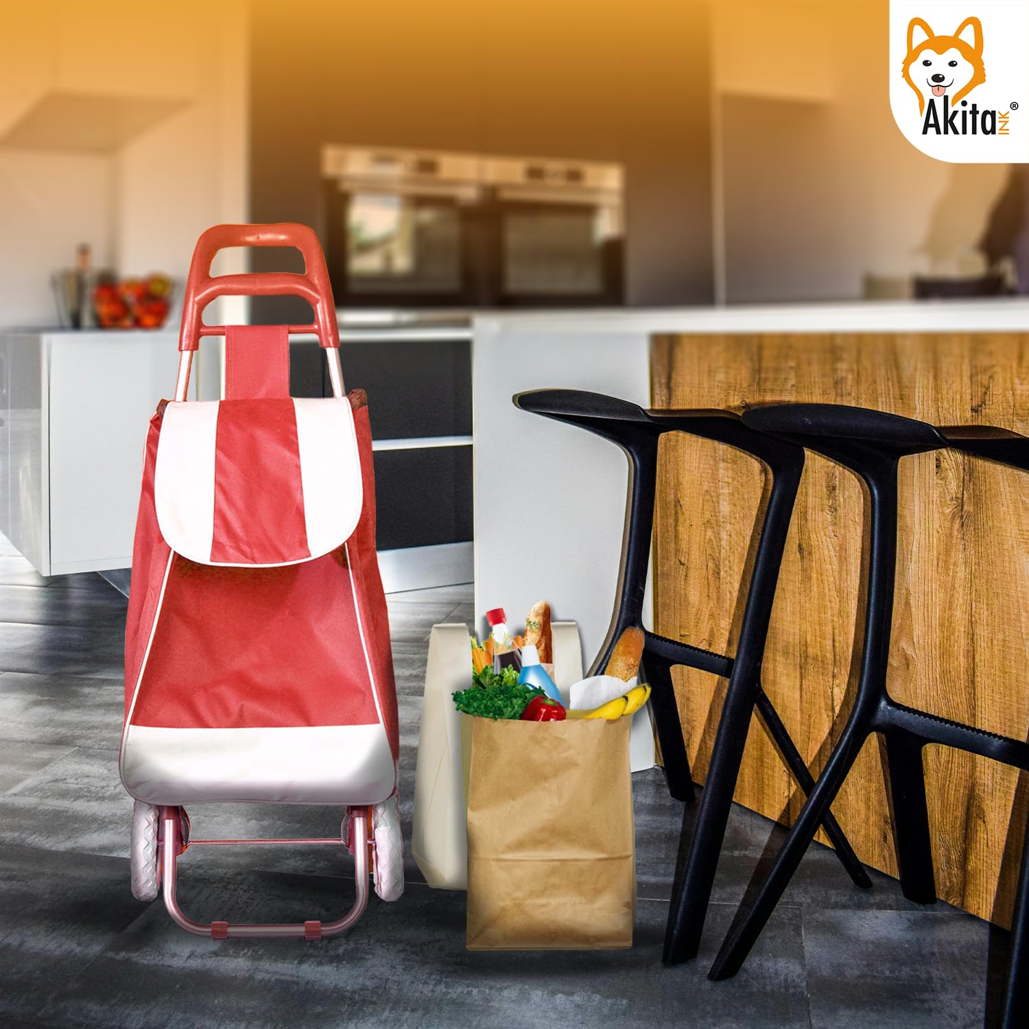 Akitaink Carrello Portaspesa 42L Trolley Antipioggia con Zip