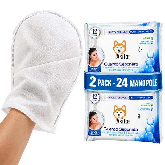 Akitaink Guanti Saponati Aloe e Camomilla 24 pezzi