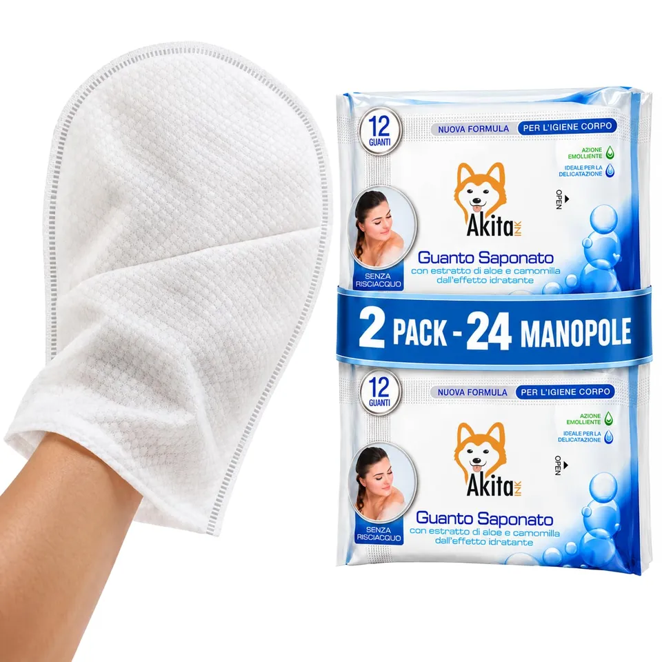 Akitaink Guanti Saponati Aloe e Camomilla 24 pezzi