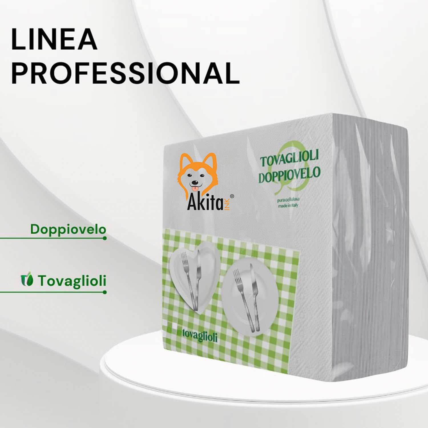 Akitaink Tovaglioli 2 veli decorati 1000 pezzi pura cellulosa
