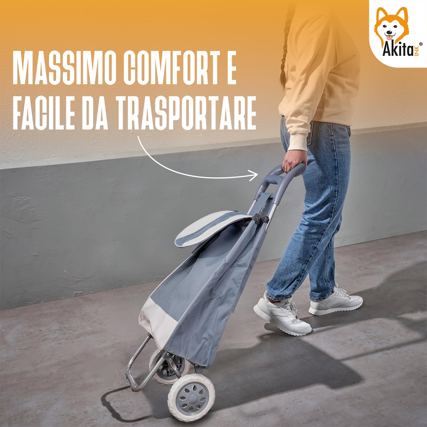 Akitaink Carrello Portaspesa 42L Trolley Antipioggia con Zip
