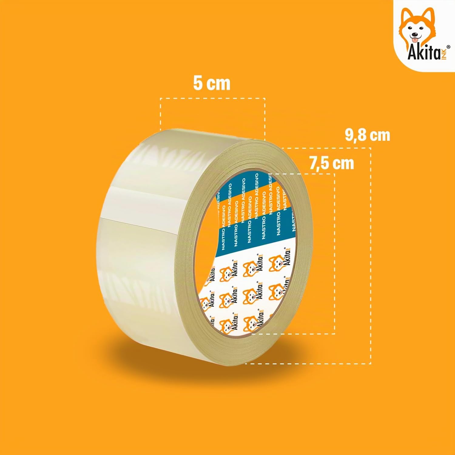 Akitaink Nastro adesivo trasparente imballaggio 6 rotoli 50mm x 66m