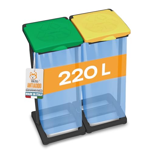 Akitaink portasacchi 2 scomparti 220 L con portarotolo