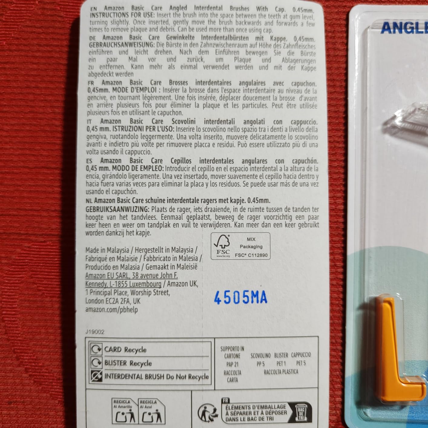 by Amazon Basic Care Scovolini Interdentali 0,45 mm 20 Pezzi Arancione