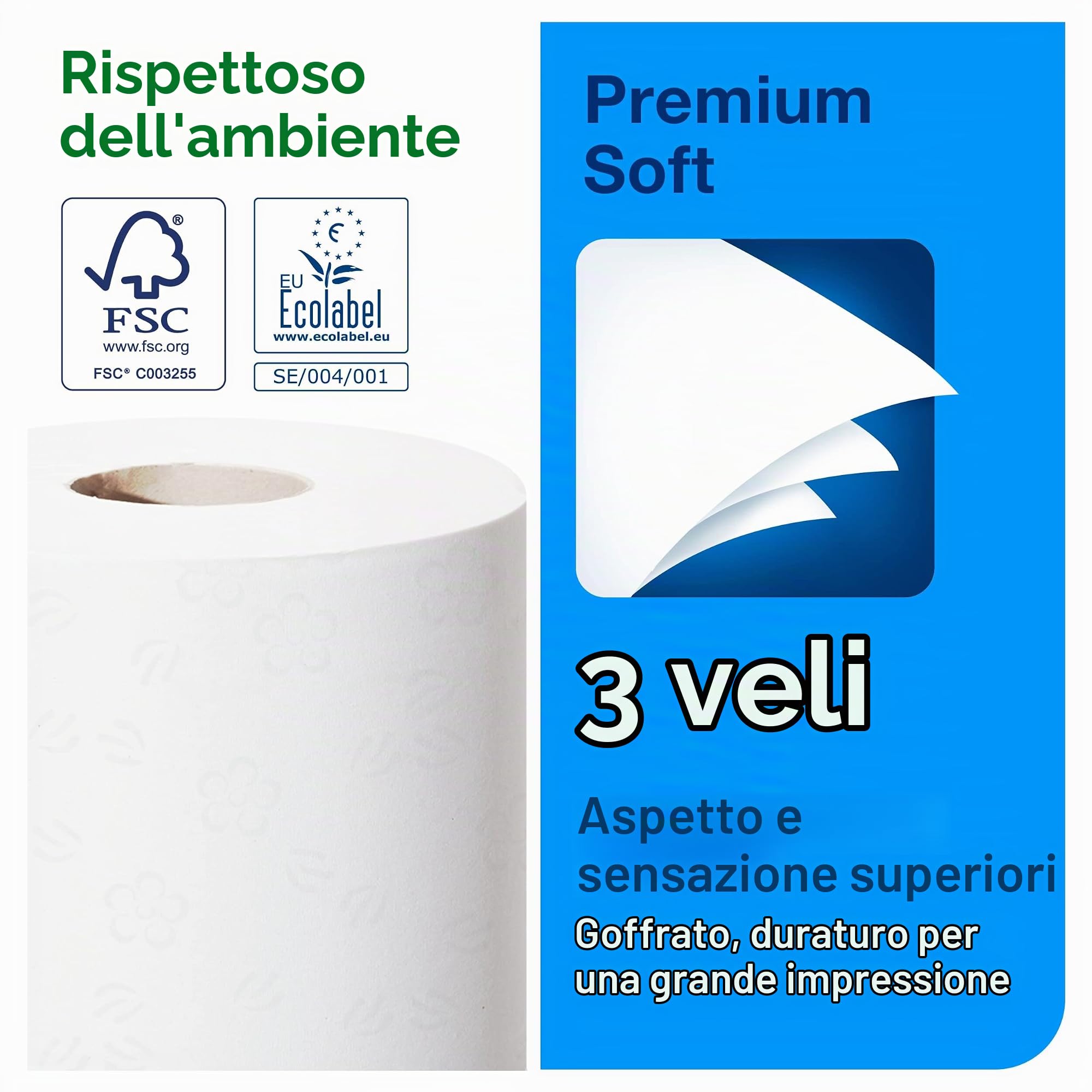 Tork 110316 carta igienica 3 veli 8 rotoli x 250 fogli morbida