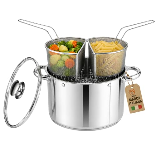 Akitaink bollipasta 20 cm acciaio inox 2 cestelli induzione