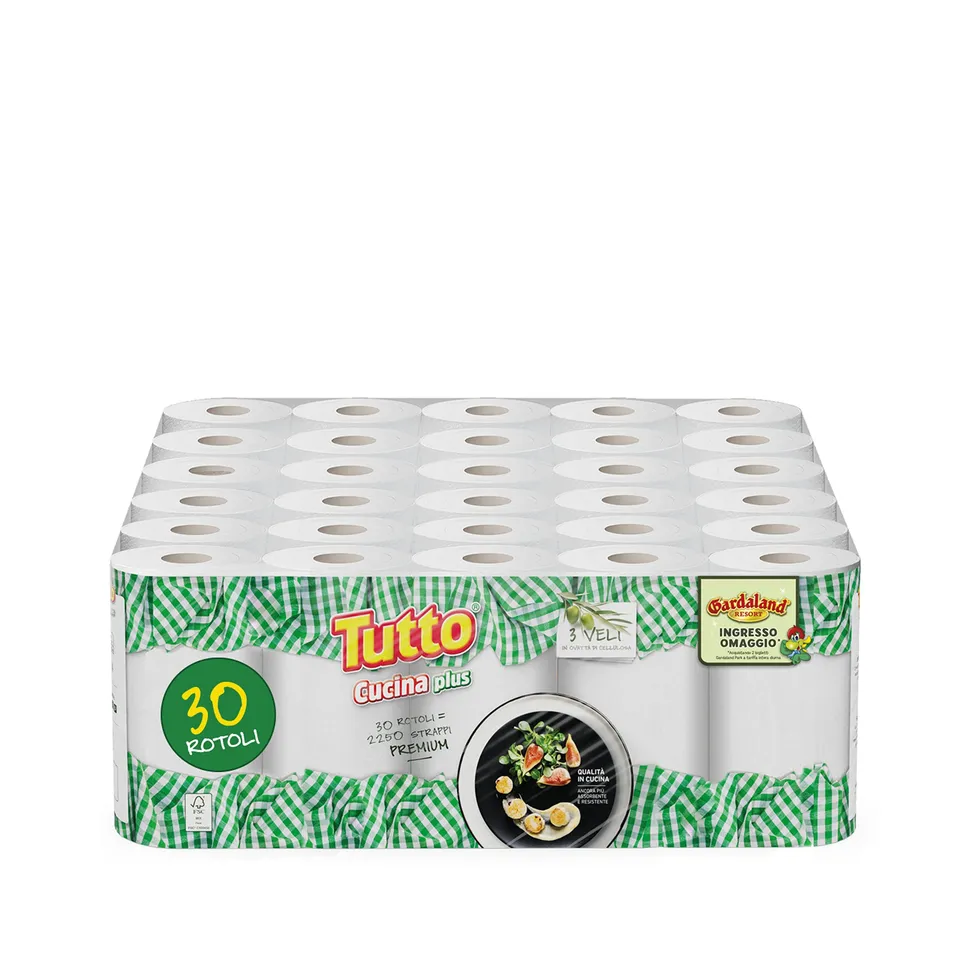 Tutto Cucina Plus carta cucina 3 veli 30 rotoli x 75 strappi assorbente
