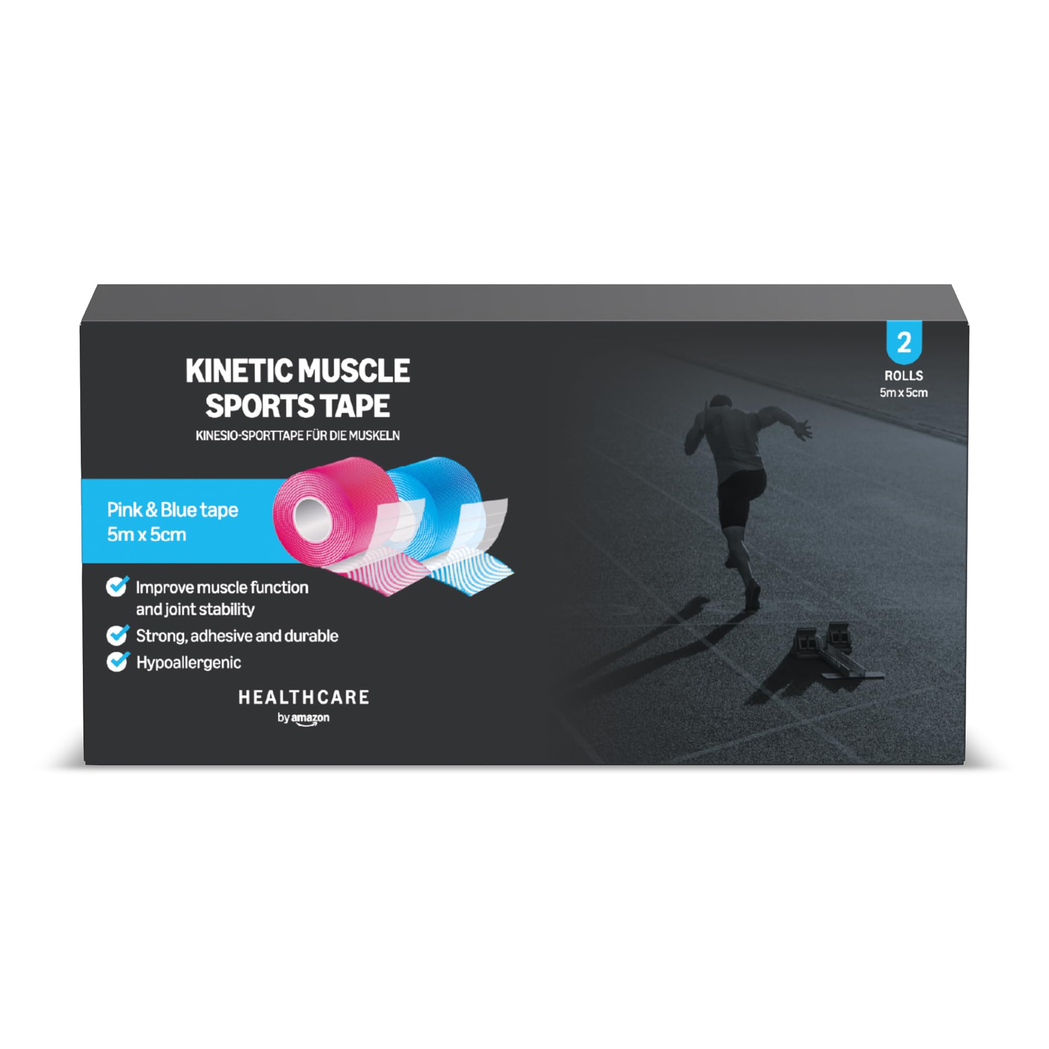 Healthcare by Amazon Kinetic Nastro Sportivo 5m Blu Rosa x2