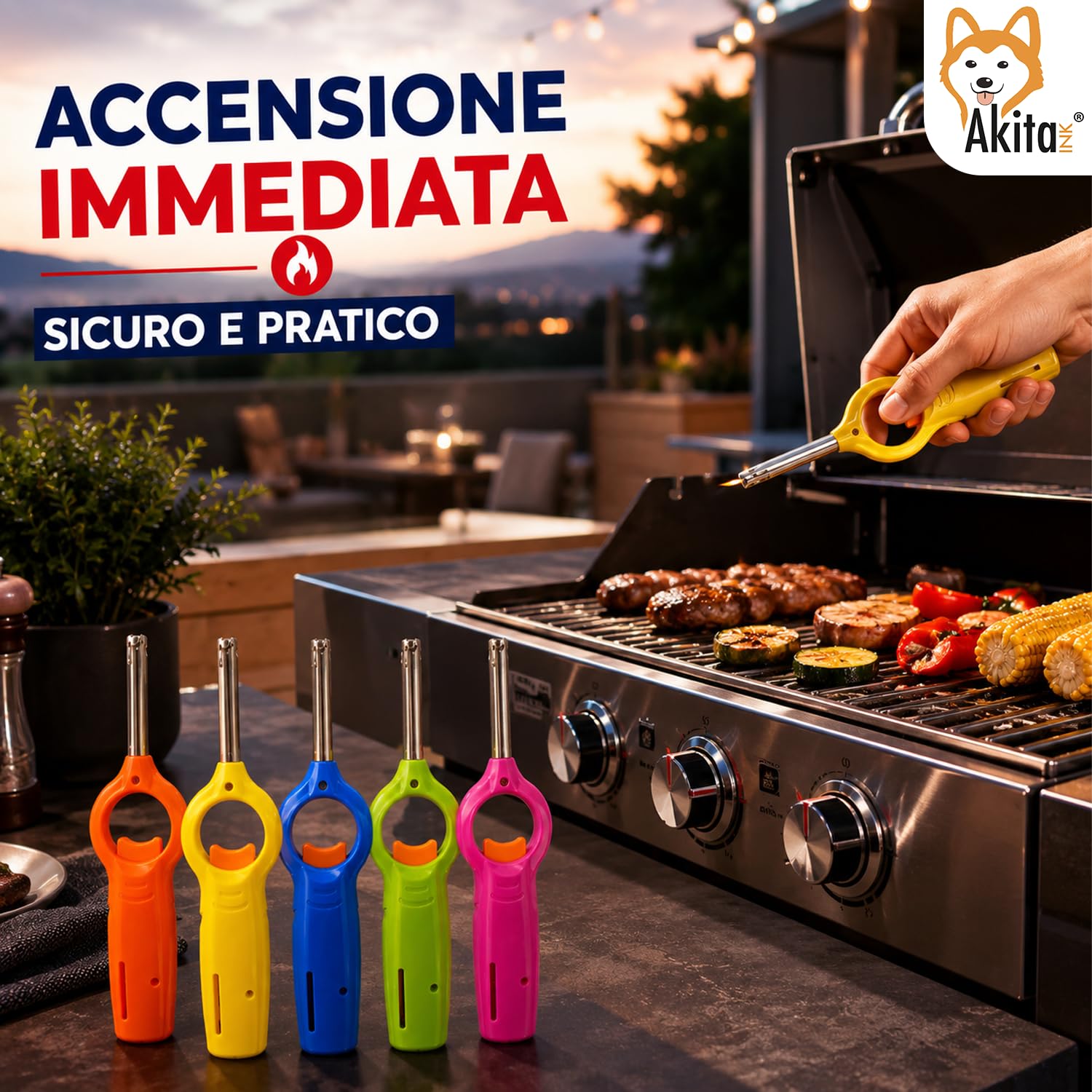 Akitaink Accendigas Ricaricabili accendini cucina set 5 pezzi