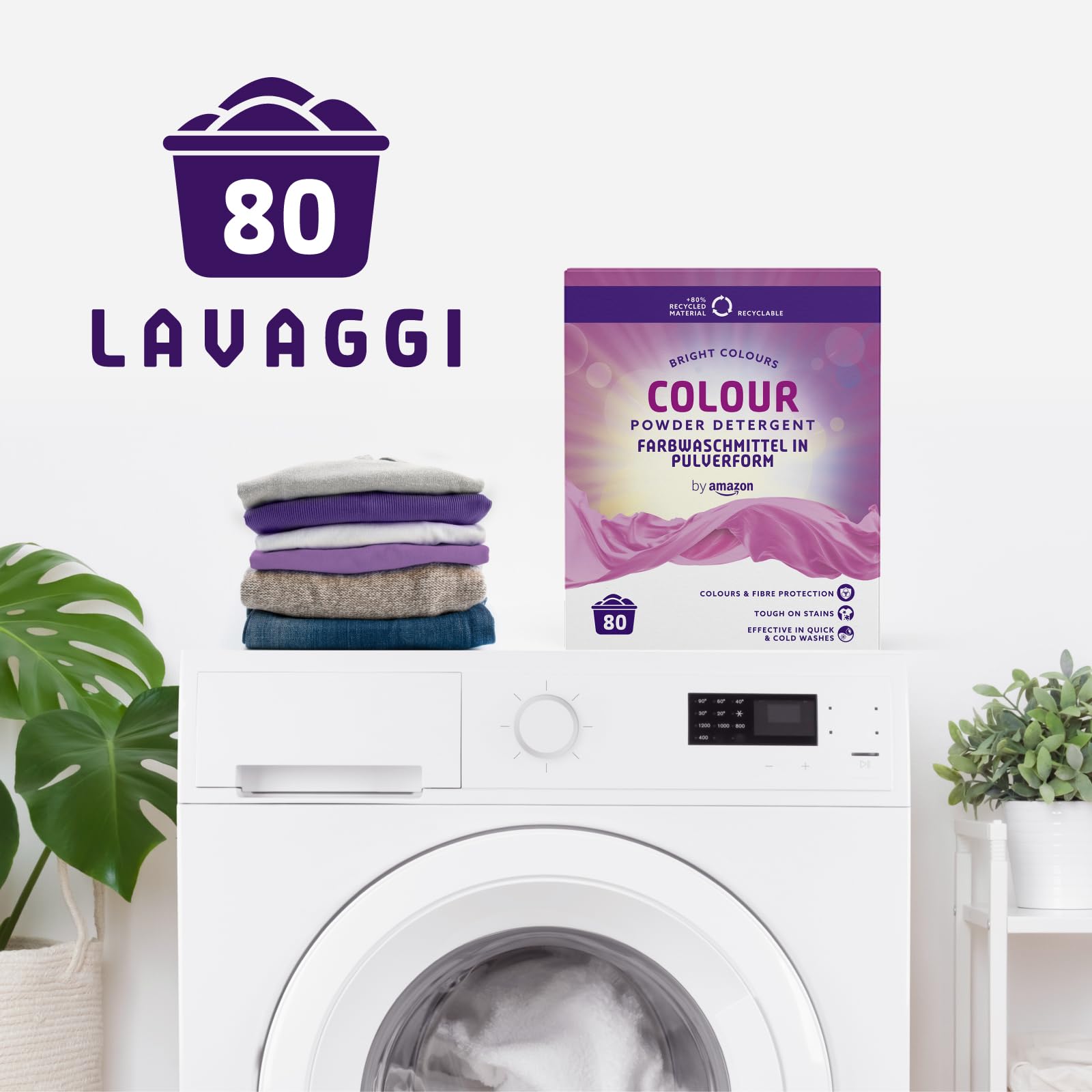 by Amazon detersivo polvere colorati 4,8 kg 80 lavaggi