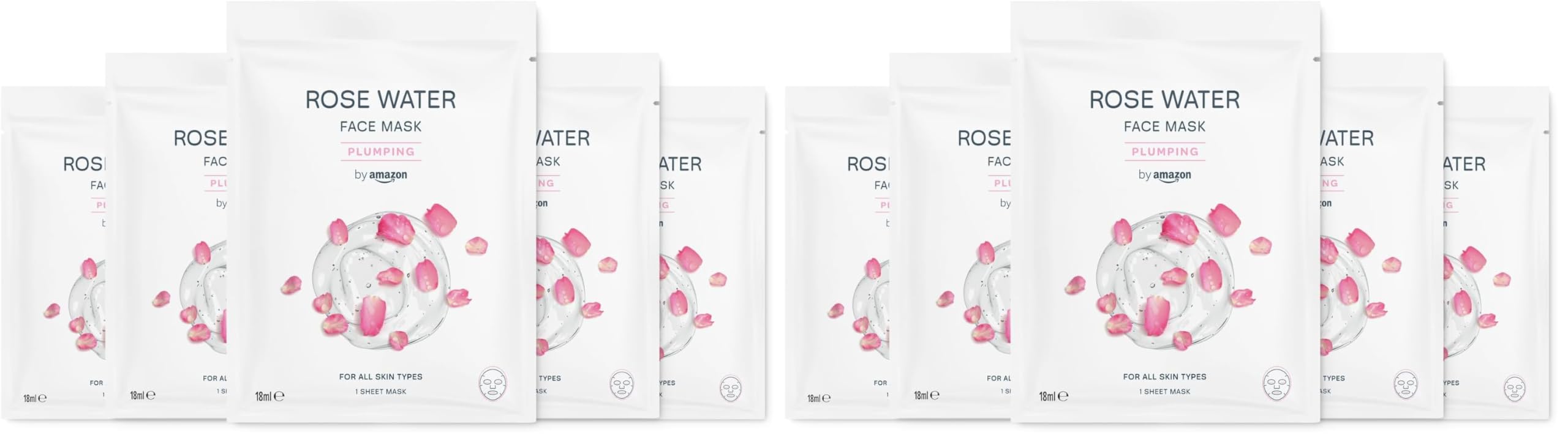 by Amazon Maschera Viso Acqua di Rose 10 Pezzi 18 ml