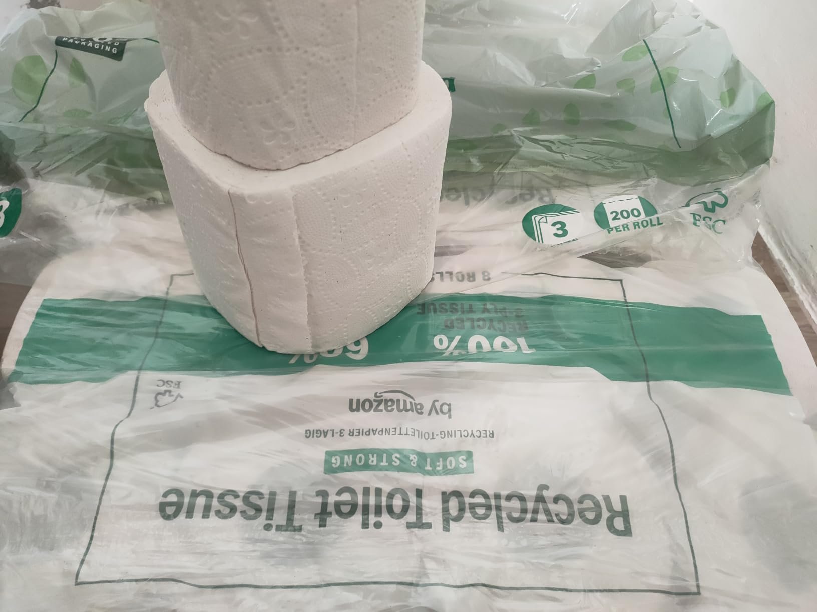by Amazon carta igienica riciclata 3 veli 8 rotoli 200 strappi