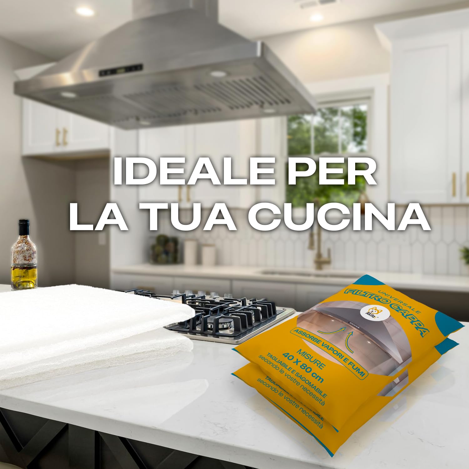 Akitaink filtro cappa cucina ritagliabile 40x80 cm 2 pezzi