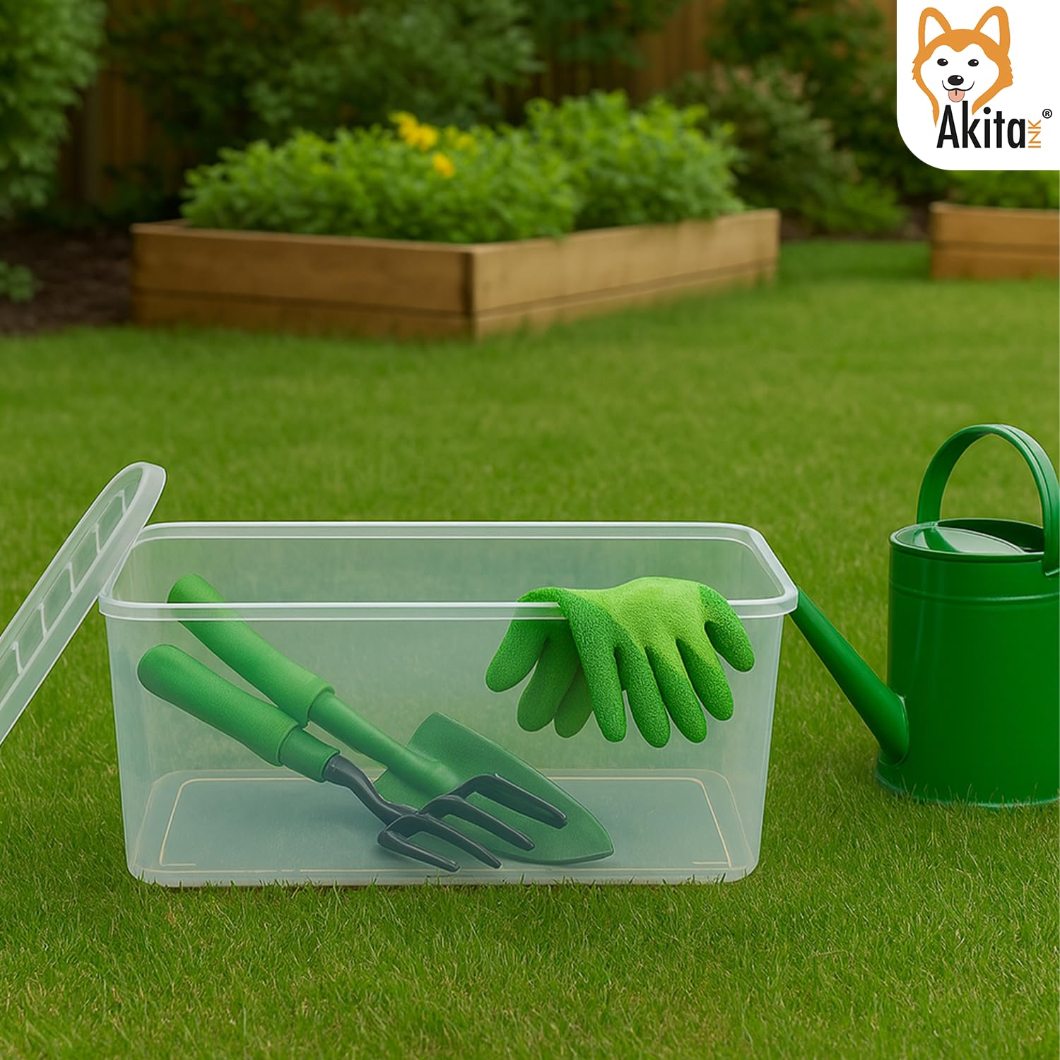 Akitaink contenitori plastica 40L 4pz trasparenti impilabili