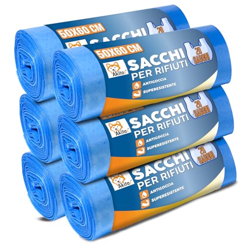 Akitaink sacchi spazzatura 50x60 cm blu 30 L 120 pz