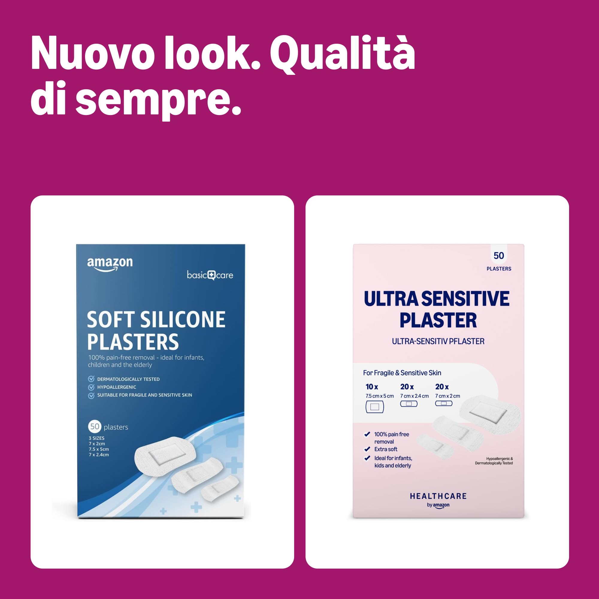 Healthcare by Amazon cerotti delicati 50 pezzi 3 misure