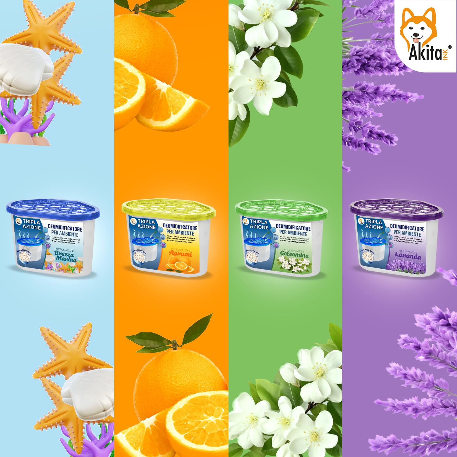 Akitaink Assorbiumidità 500 ml 6 pezzi profumati anti muffa