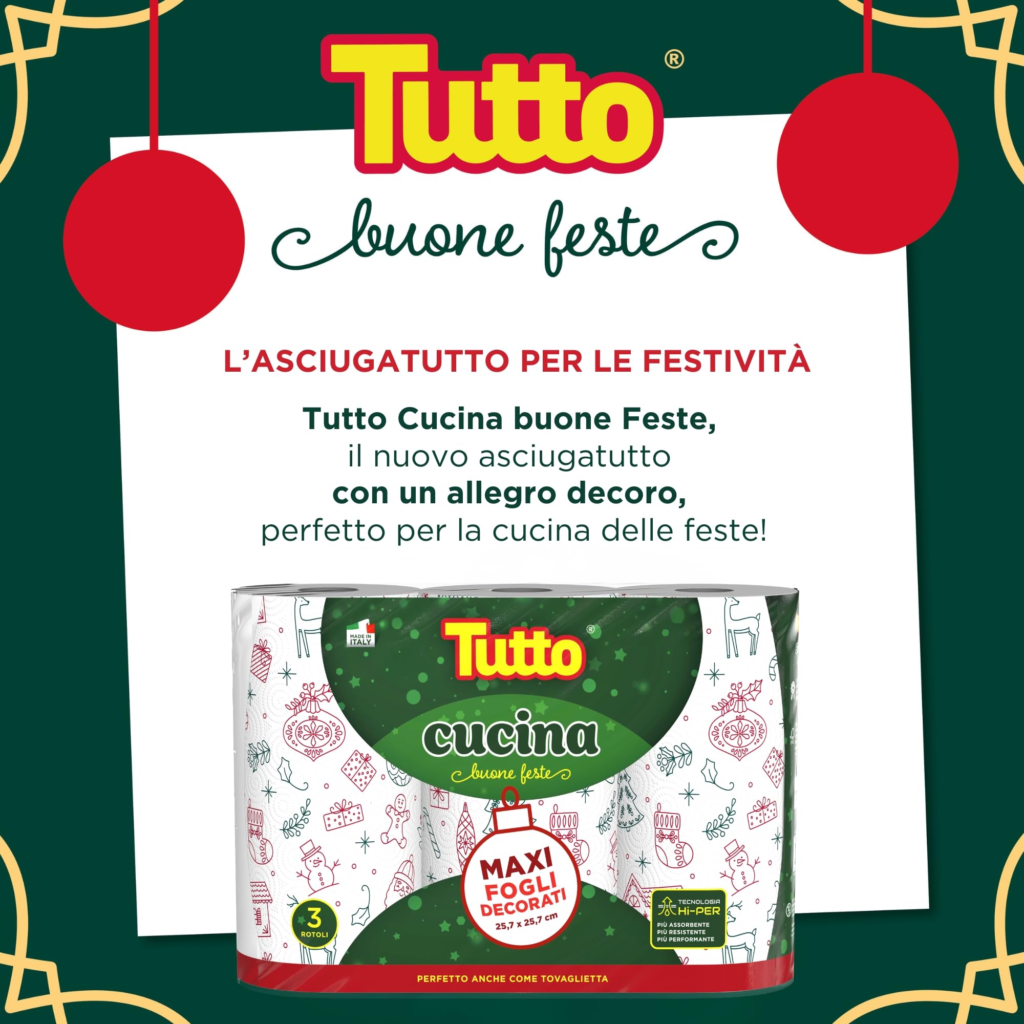 Tutto Cucina Style Christmas Edition carta cucina 3 rotoli
