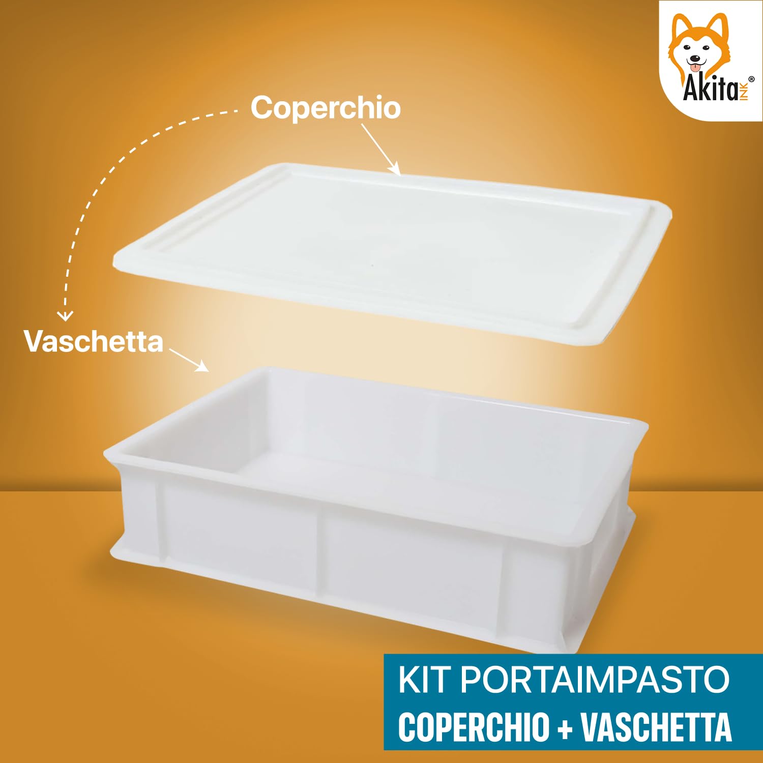 Akitaink contenitore lievitazione 30x40x10 cm con coperchio