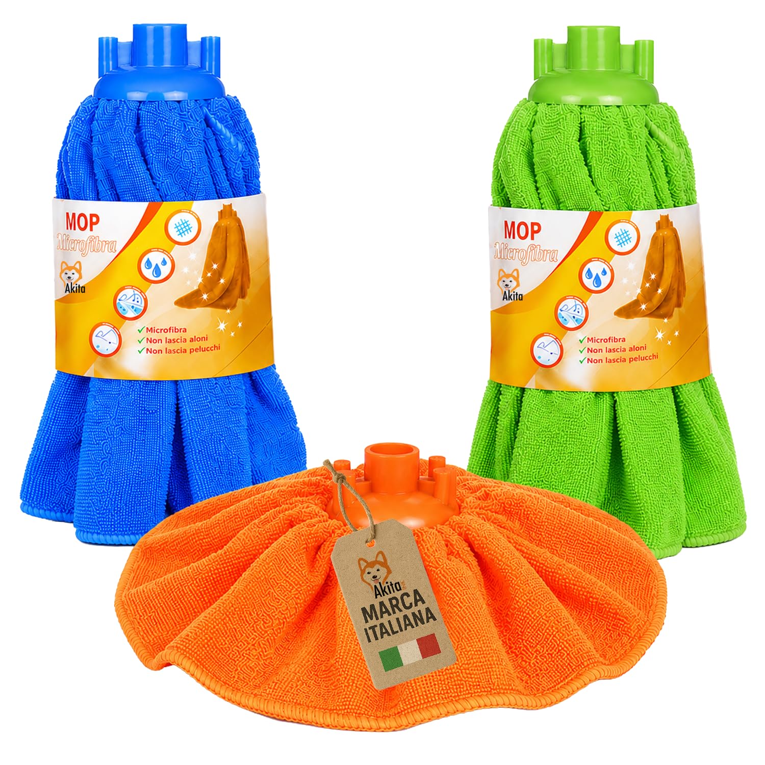 Akitaink Mop Gonnellina 150 g Set 3 Pezzi Colorati
