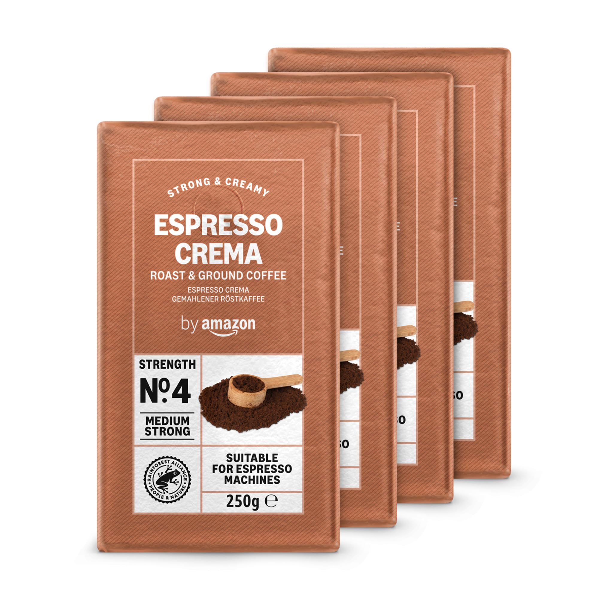 by Amazon Espresso Crema caffè macinato 4x250g tostatura chiara