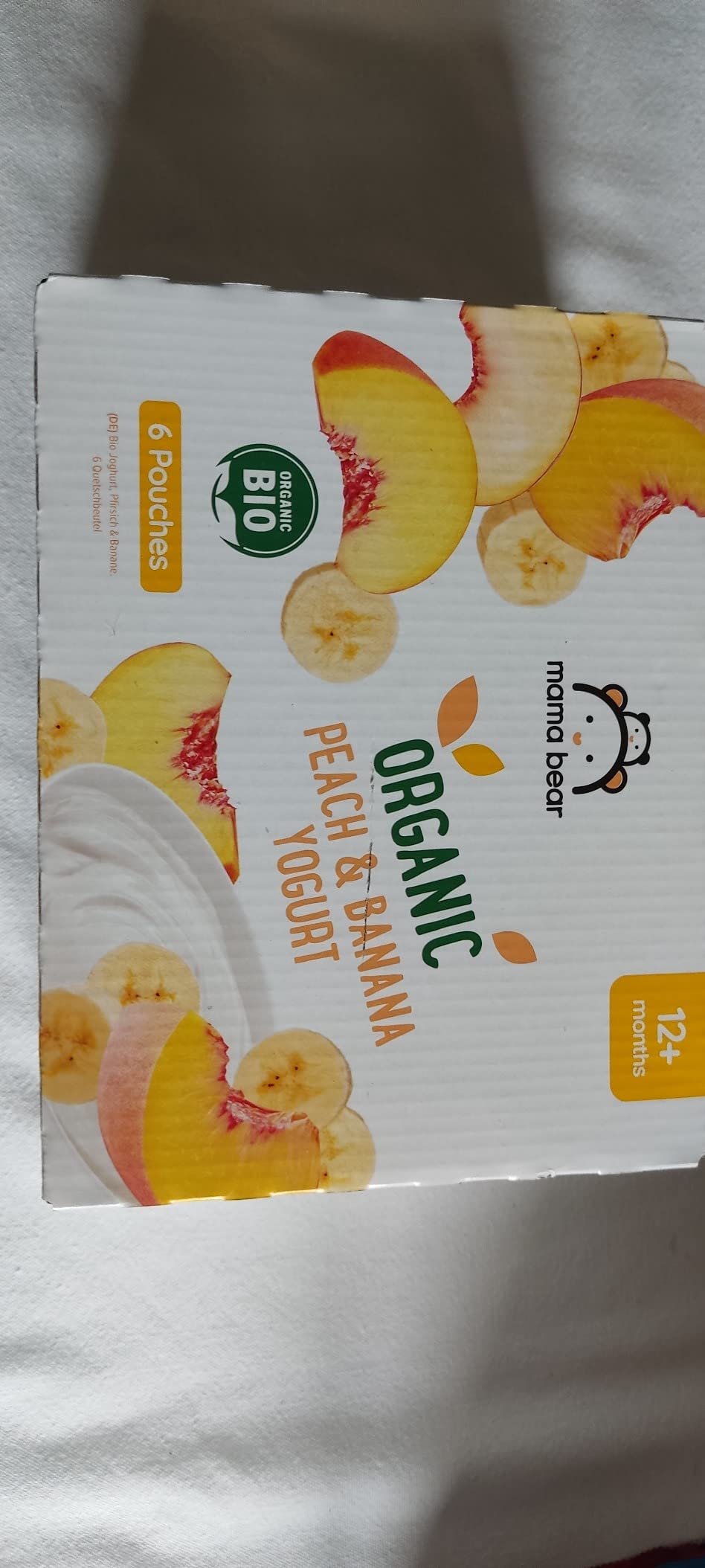 Mama Bear yogurt bio pesca banana 6 pouch x 90 g vegetariano
