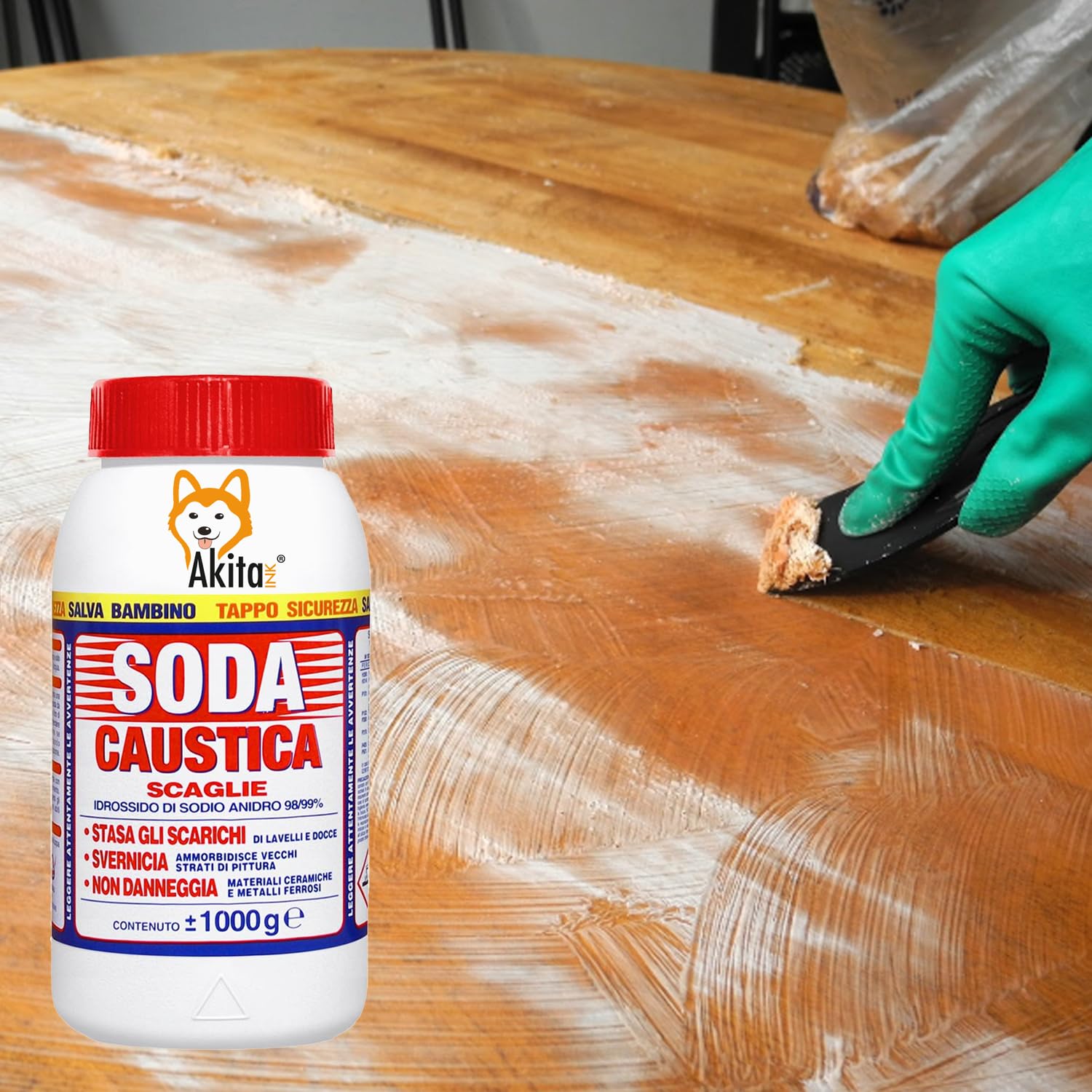Akitaink soda caustica a scaglie 1 pezzo per scarichi