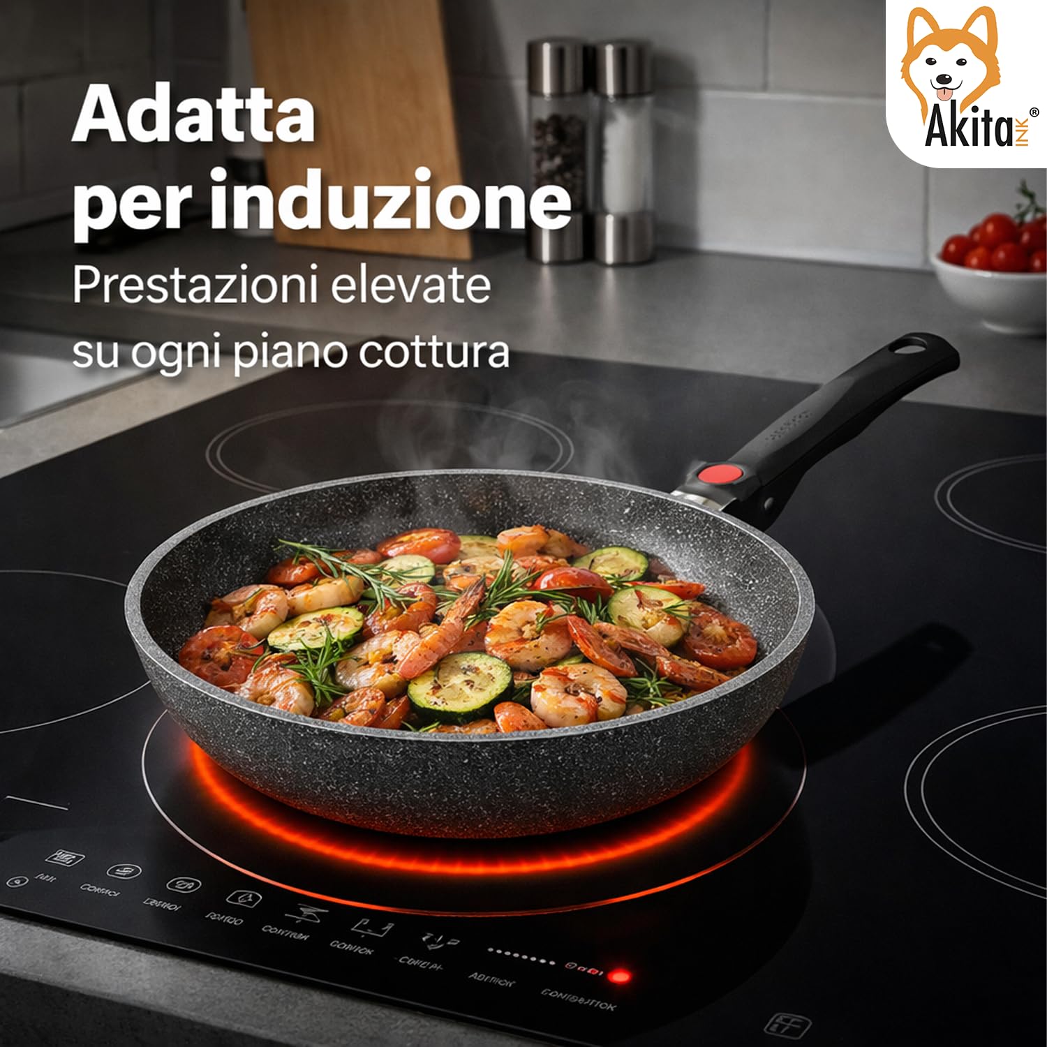Akitaink Cuore di Pietra Padella Antiaderente 32 cm induzione